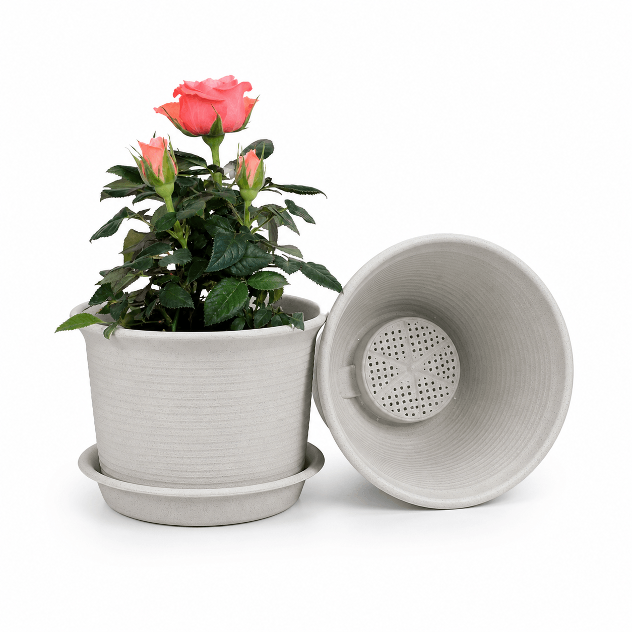 Macetero 27X19Cm gris con plato Casa Viva